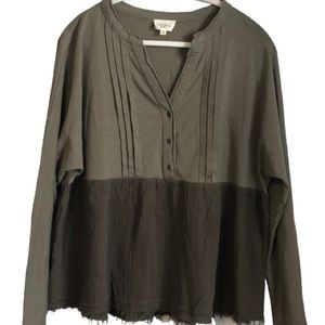 NWOT Anthropologie 143 Story Two Tone Green Top Size M